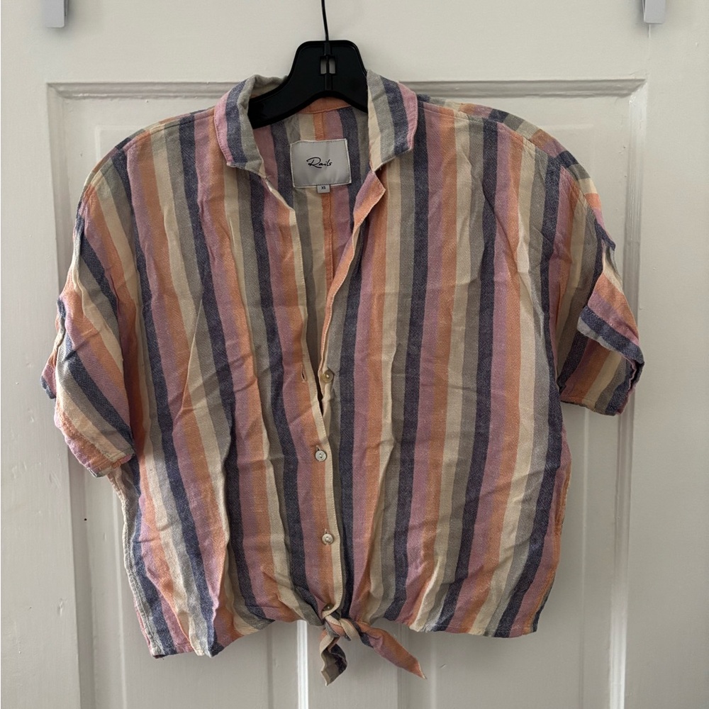 Rails Multi-Color Short Sleeve Button Down Top - image 1